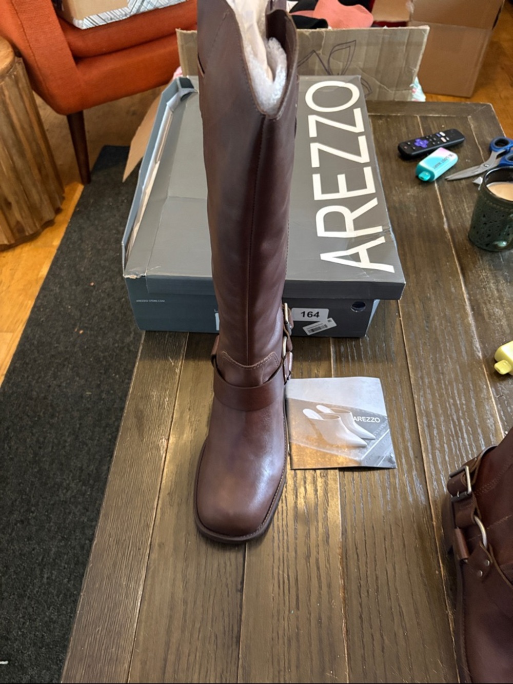 Woman’s moto Brown Leather Riding Boots - Picture 7 of 10